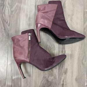 VINCE Camuto 7.5 Purple Cow Hair Leather Booties